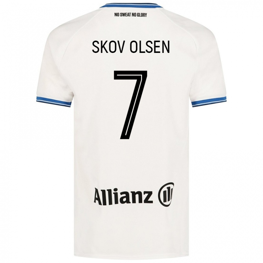 Mujer Camiseta Andreas Skov Olsen #7 Blanco 2ª Equipación 2024/25 La Camisa México