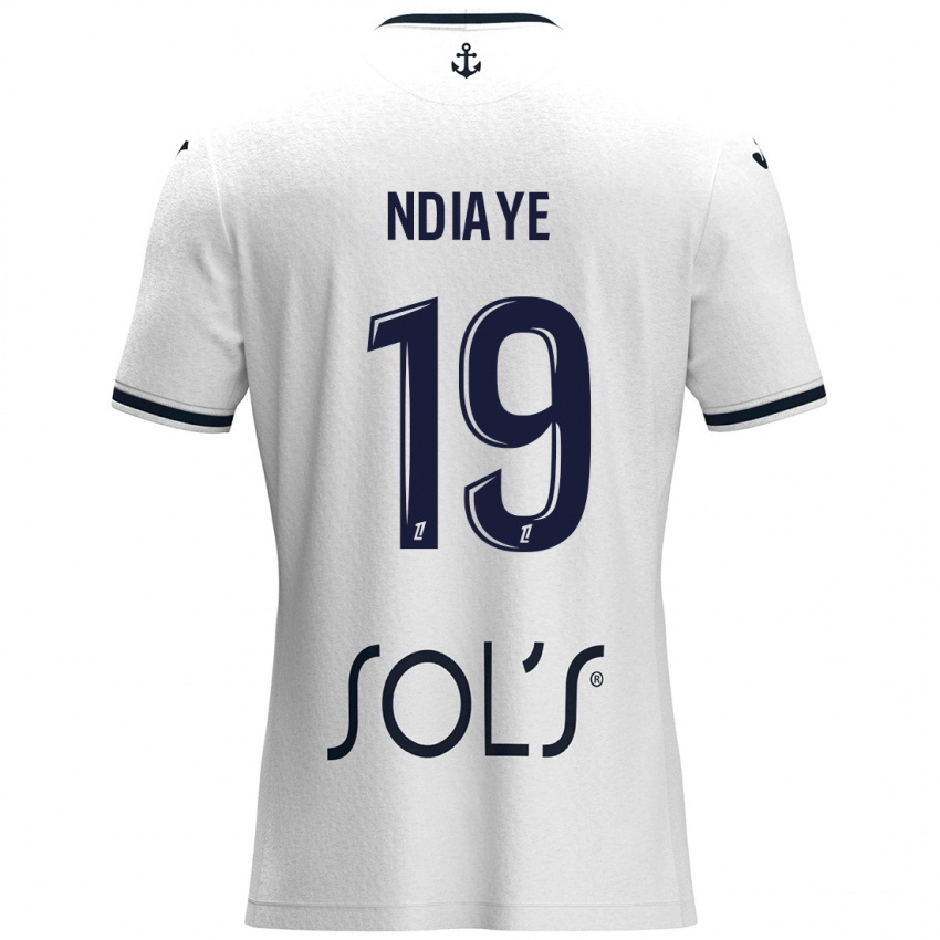 Mujer Camiseta Rassoul Ndiaye #19 Blanco Azul Oscuro 2ª Equipación 2024/25 La Camisa México