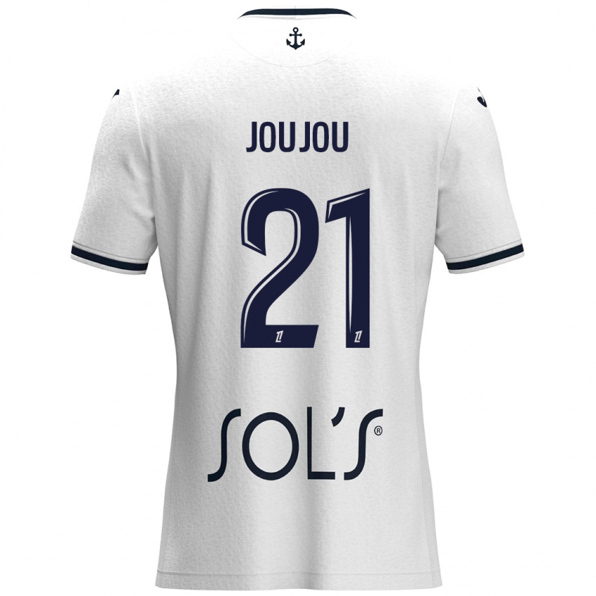 Mujer Camiseta Antoine Joujou #21 Blanco Azul Oscuro 2ª Equipación 2024/25 La Camisa México