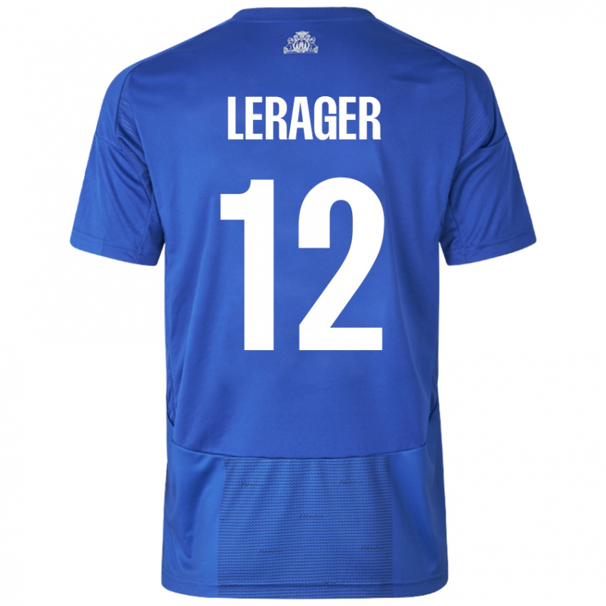 Mujer Camiseta Lukas Lerager #12 Blanco Azul 2ª Equipación 2024/25 La Camisa México