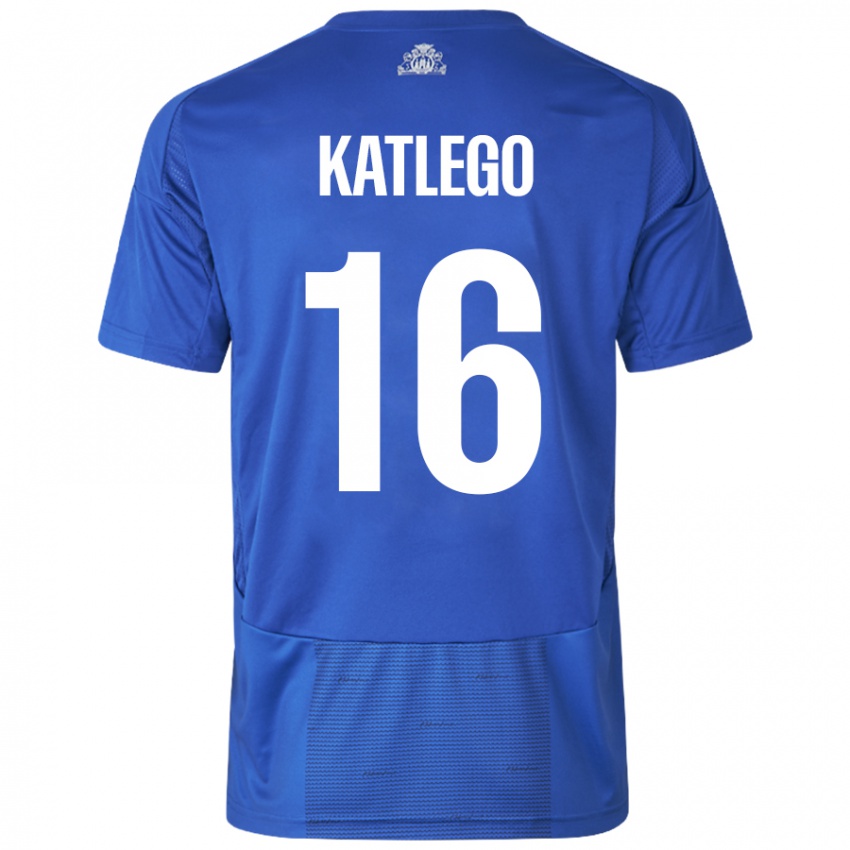 Mujer Camiseta David Katlego #16 Blanco Azul 2ª Equipación 2024/25 La Camisa México