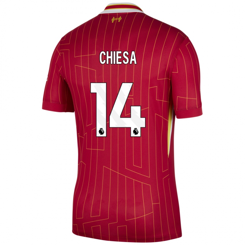 Niño Camiseta Federico Chiesa #14 Rojo Amarillo Blanco 1ª Equipación 2024/25 La Camisa México