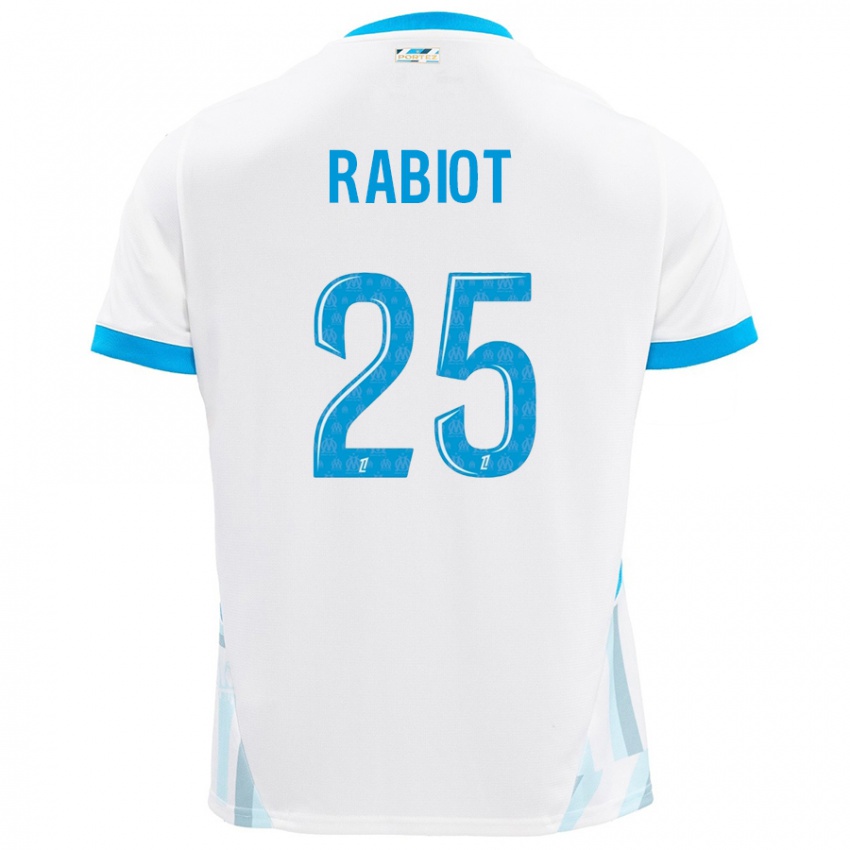 Niño Camiseta Adrien Rabiot #25 Blanco Azul Cielo 1ª Equipación 2024/25 La Camisa México