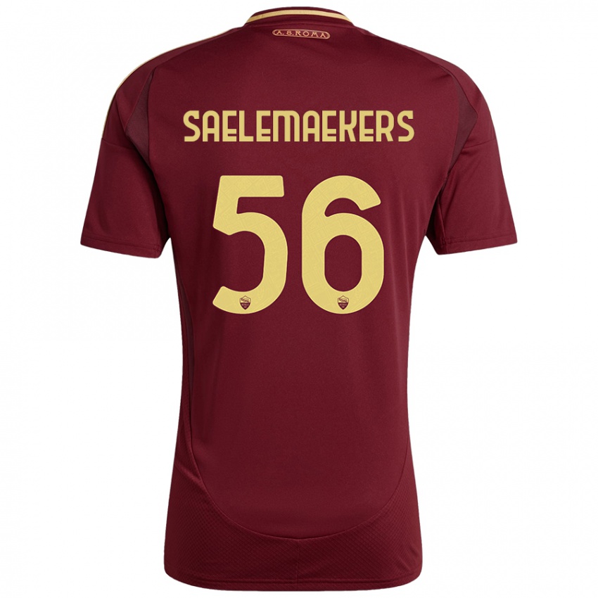 Niño Camiseta Alexis Saelemaekers #56 Rojo Marrón Dorado 1ª Equipación 2024/25 La Camisa México