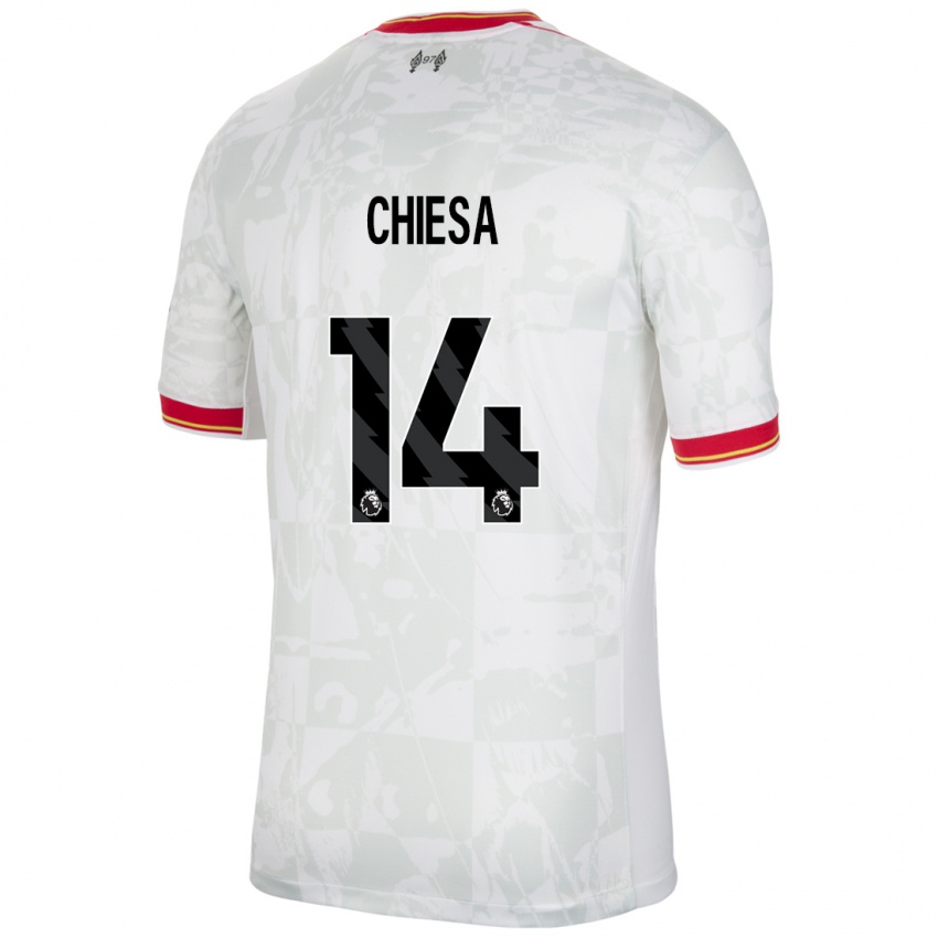 Niño Camiseta Federico Chiesa #14 Blanco Rojo Negro Equipación Tercera 2024/25 La Camisa México