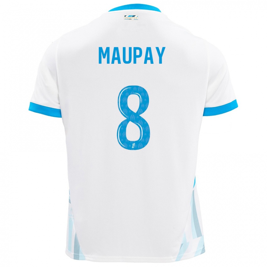 Niño Camiseta Neal Maupay #8 Blanco Azul Cielo 1ª Equipación 2024/25 La Camisa México