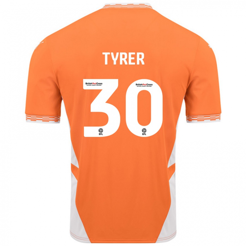 Niño Camiseta Harry Tyrer #30 Naranja Blanco 1ª Equipación 2024/25 La Camisa México