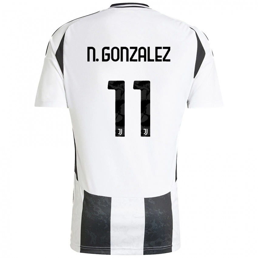 Niño Camiseta Nicolás González #11 Blanco Negro 1ª Equipación 2024/25 La Camisa México