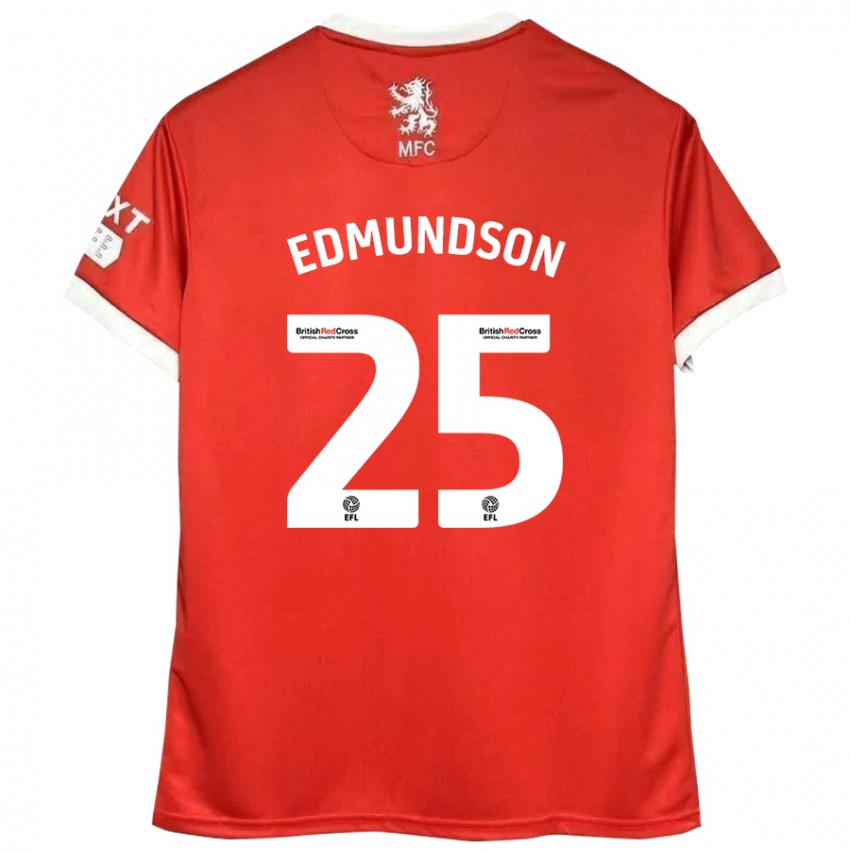 Niño Camiseta George Edmundson #25 Rojo Blanco 1ª Equipación 2024/25 La Camisa México