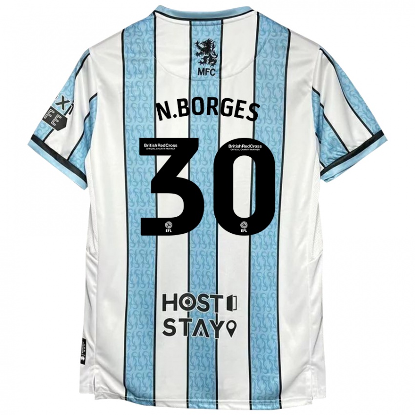 Niño Camiseta Neto Borges #30 Blanco Azul 2ª Equipación 2024/25 La Camisa México