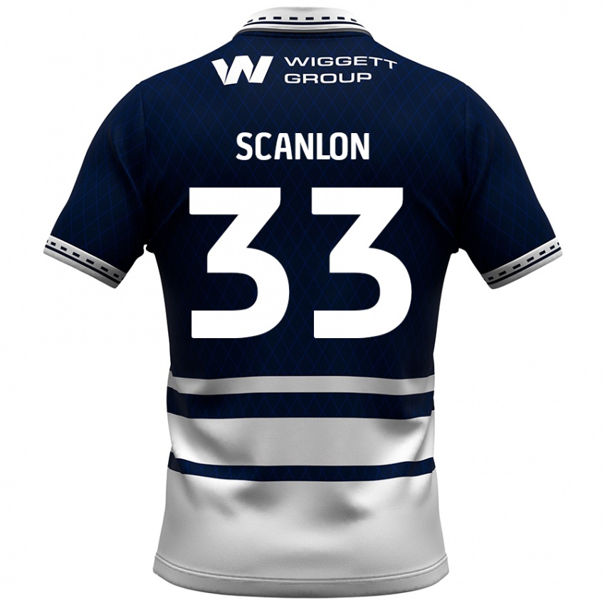 Hombre Camiseta Calum Scanlon #33 Azul Marino Blanco 1ª Equipación 2024/25 La Camisa México