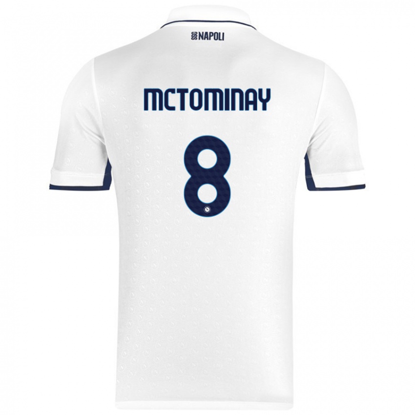 Hombre Camiseta Scott Mctominay #8 Blanco Azul Real 2ª Equipación 2024/25 La Camisa México