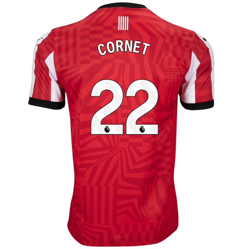 Hombre Camiseta Maxwel Cornet #22 Rojo Blanco 1ª Equipación 2024/25 La Camisa México