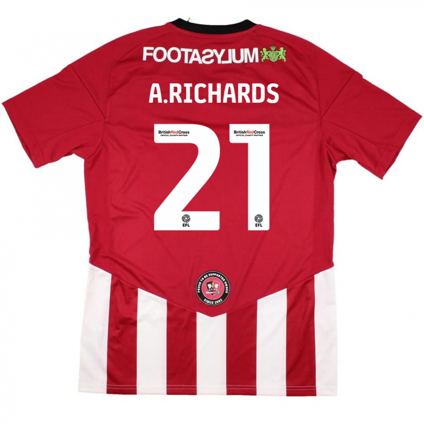 Hombre Camiseta Amani Richards #21 Rojo Blanco 1ª Equipación 2024/25 La Camisa México