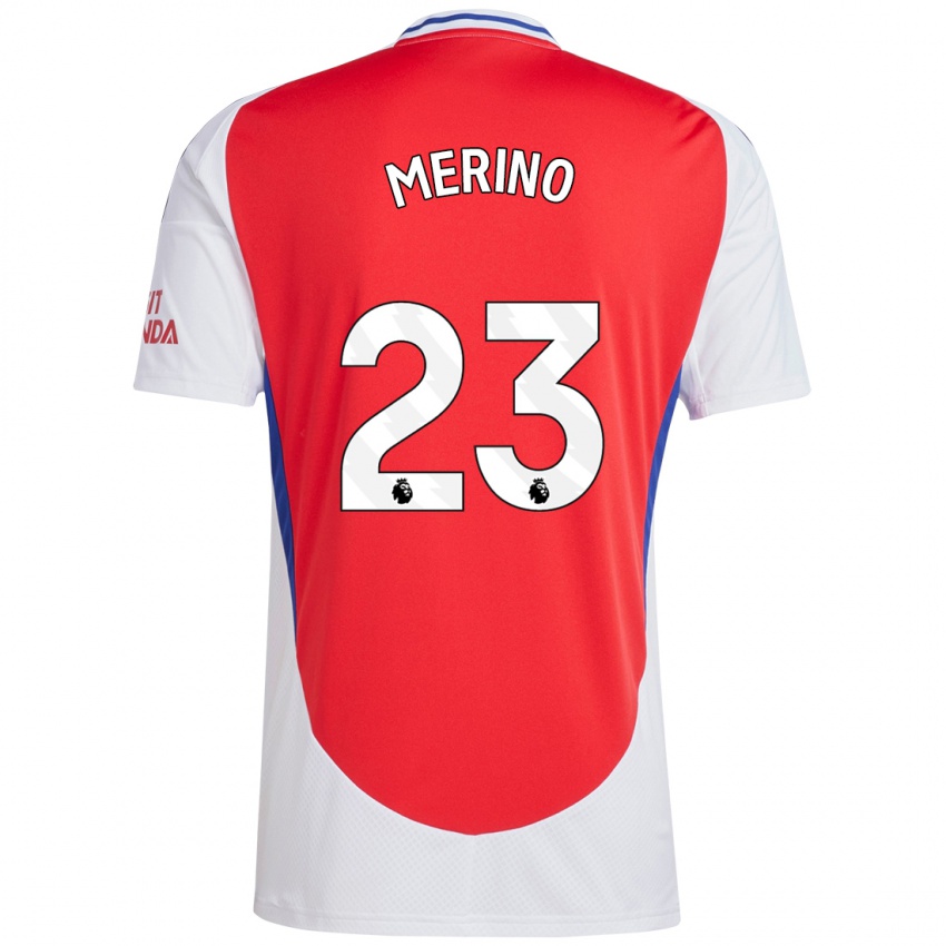 Hombre Camiseta Mikel Merino #23 Rojo Blanco 1ª Equipación 2024/25 La Camisa México