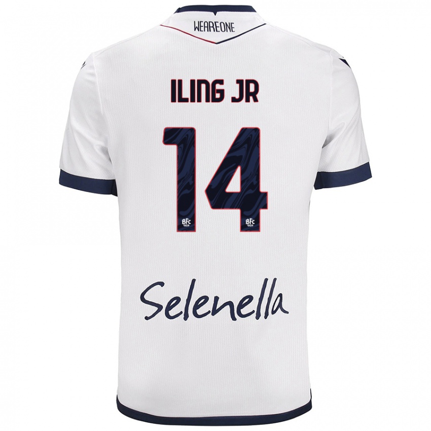 Hombre Camiseta Samuel Iling-Junior #14 Blanco Azul Real 2ª Equipación 2024/25 La Camisa México