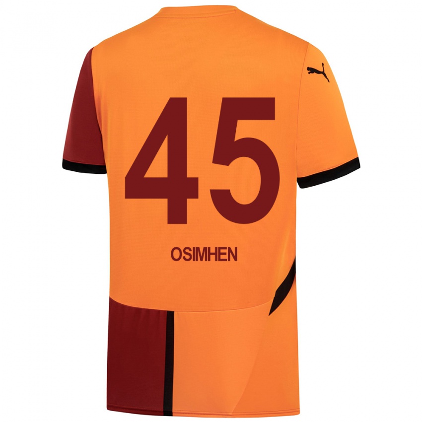 Hombre Camiseta Victor Osimhen #45 Amarillo Rojo 1ª Equipación 2024/25 La Camisa México