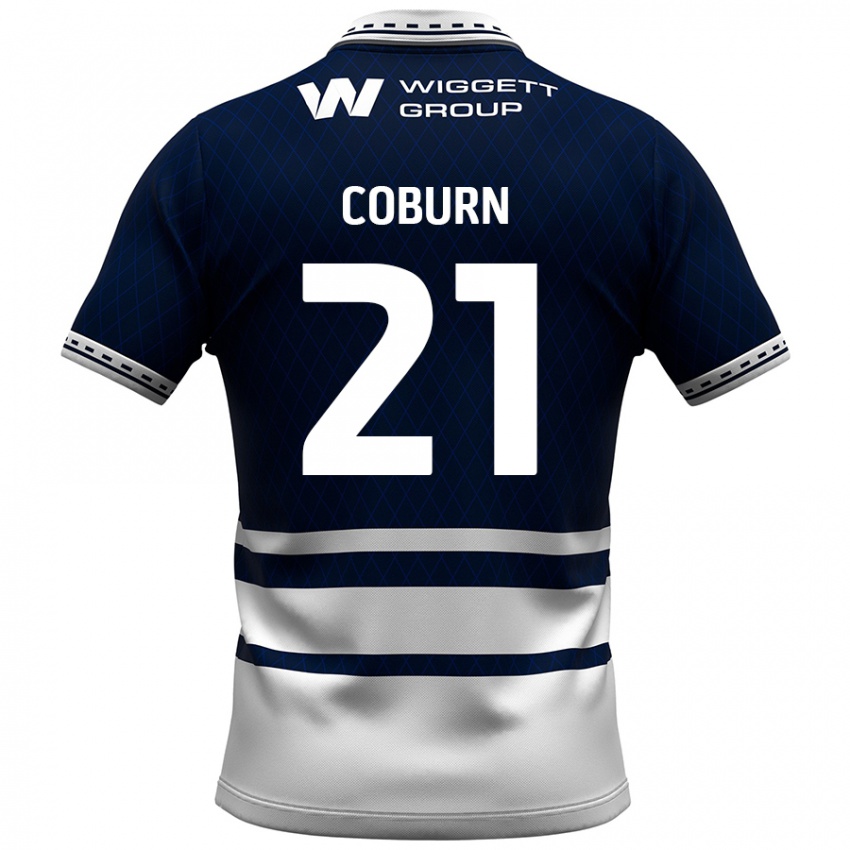 Hombre Camiseta Josh Coburn #21 Azul Marino Blanco 1ª Equipación 2024/25 La Camisa México