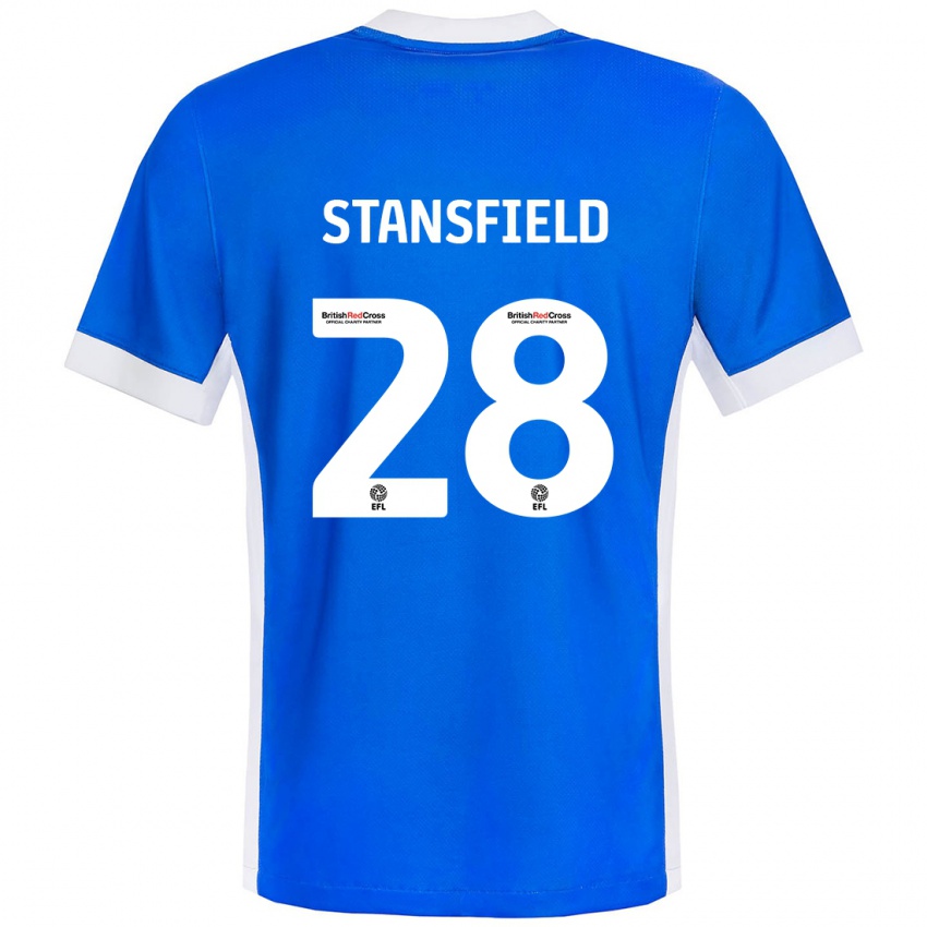 Hombre Camiseta Jay Stansfield #28 Azul Blanco 1ª Equipación 2024/25 La Camisa México