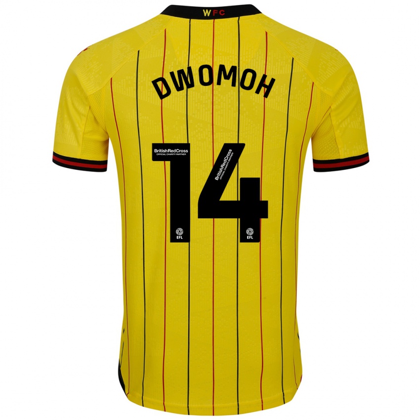 Hombre Camiseta Pierre Dwomoh #14 Amarillo Negro 1ª Equipación 2024/25 La Camisa México