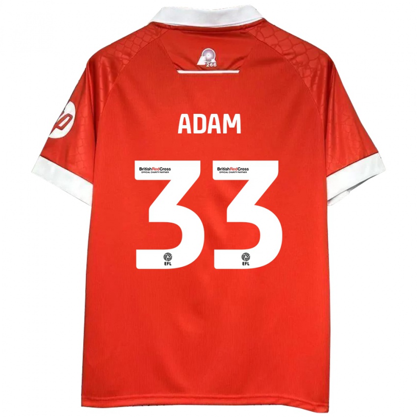 Mujer Camiseta Josh Adam #33 Rojo Blanco 1ª Equipación 2024/25 La Camisa México