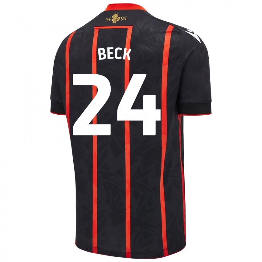 Mujer Camiseta Owen Beck #24 Negro Rojo 2ª Equipación 2024/25 La Camisa México