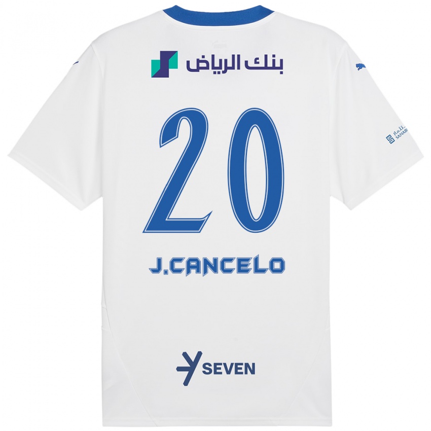 Mujer Camiseta Joao Cancelo #20 Blanco Azul 2ª Equipación 2024/25 La Camisa México