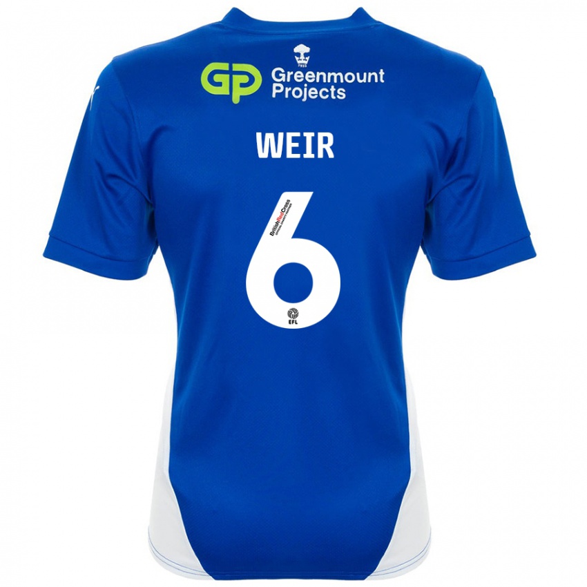 Mujer Camiseta Jensen Weir #6 Azul Blanco 1ª Equipación 2024/25 La Camisa México