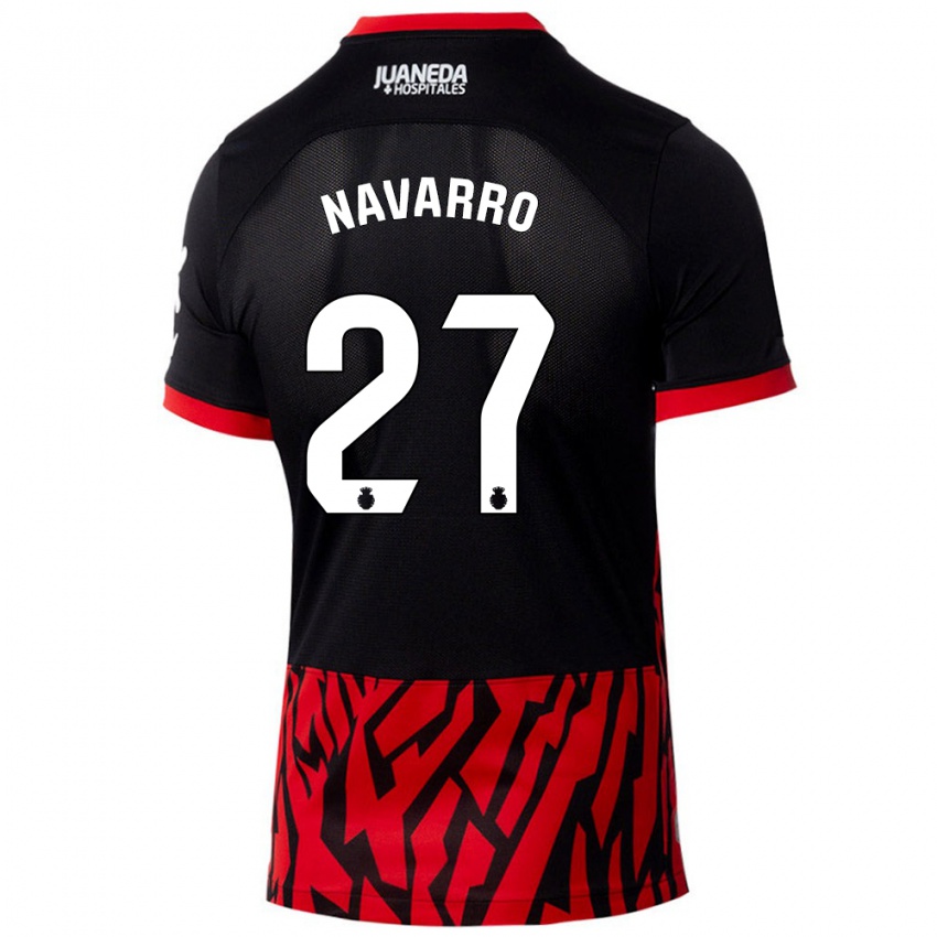 Mujer Camiseta Robert Navarro #27 Negro Rojo 1ª Equipación 2024/25 La Camisa México