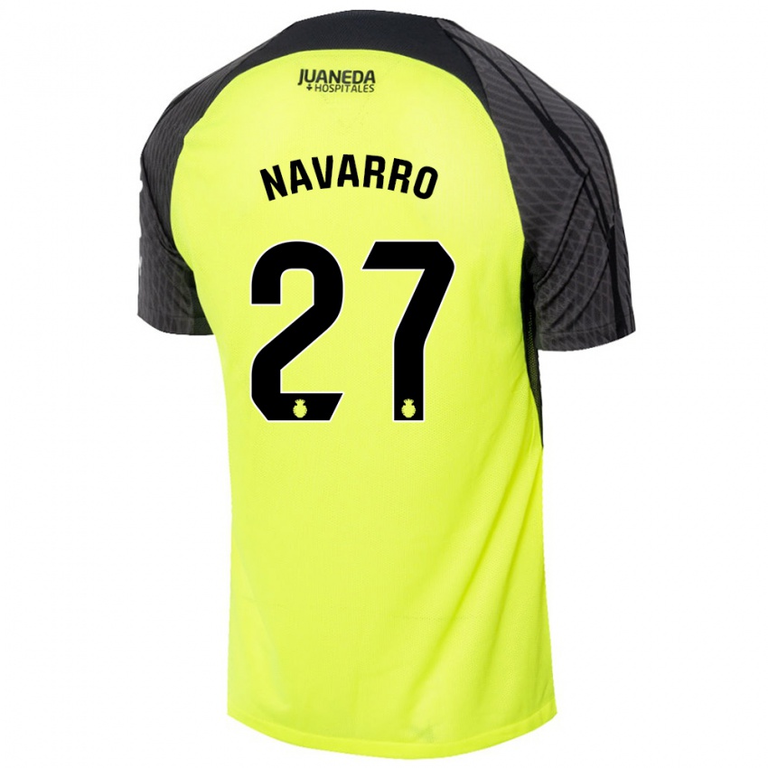 Mujer Camiseta Robert Navarro #27 Verde Fluorescente Negro 2ª Equipación 2024/25 La Camisa México