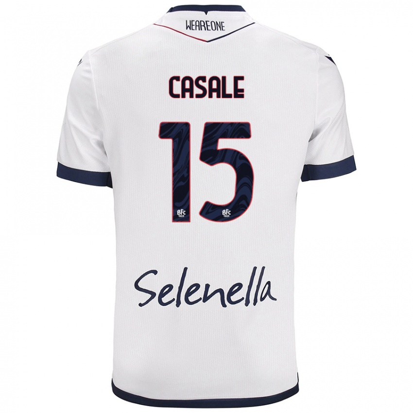 Mujer Camiseta Nicolò Casale #15 Blanco Azul Real 2ª Equipación 2024/25 La Camisa México