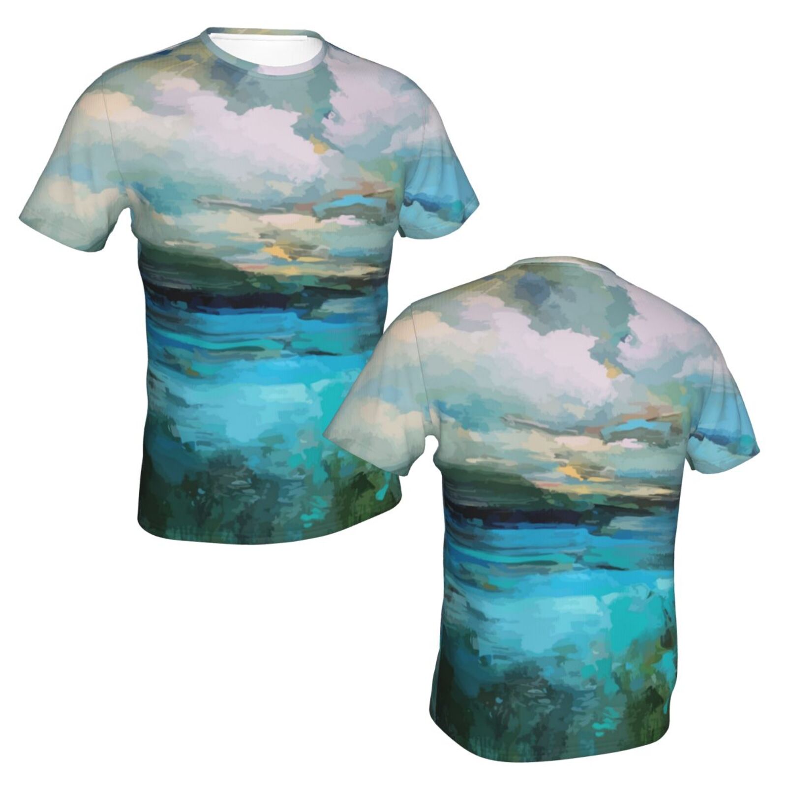 Camiseta Mexicanos Clásica Nubes Sobre Los Elementos De Pintura Del Lago