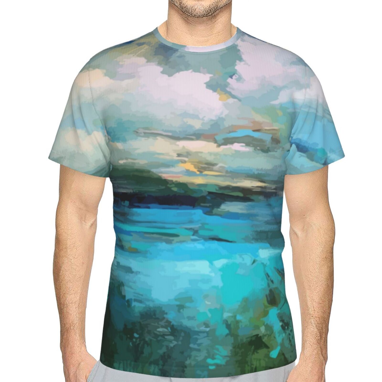 Camiseta Mexicanos Clásica Nubes Sobre Los Elementos De Pintura Del Lago